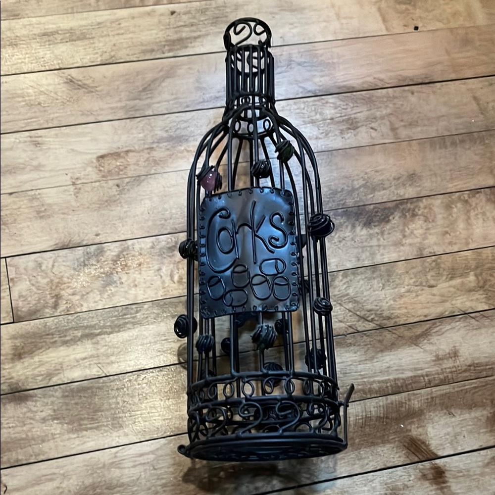 Black Metal Wine Cork Holder
